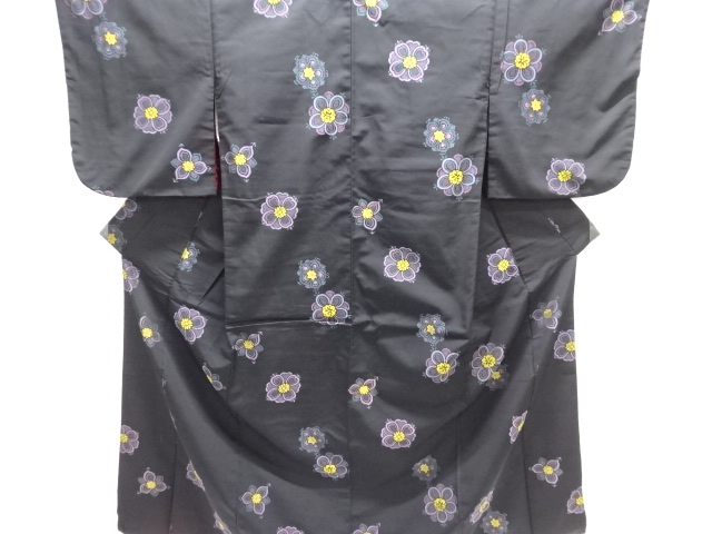 JAPANESE KIMONO / ANTIQUE KIMONO / TAISHO ROMAN STYLE / WOVEN FLOWER CREST